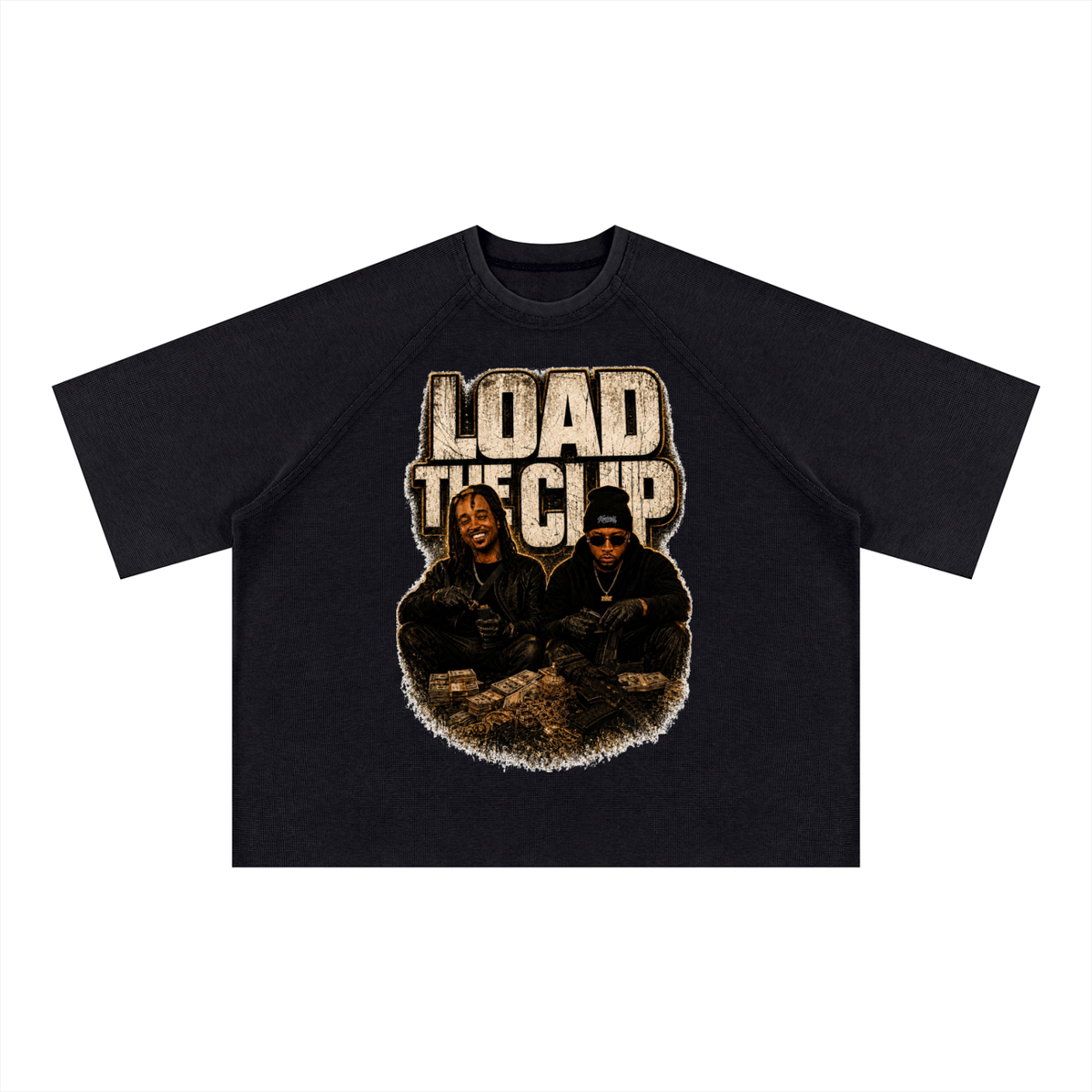 TayF3rd x Kslimm - Load The Clip Unisex Mineral Wash Boxy Waffle T-Shirt