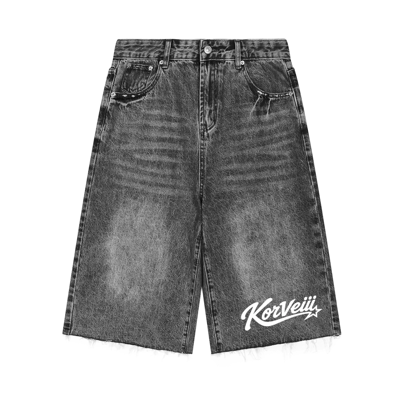 Korveiii Men’s Vintage Wide Leg Denim Shorts