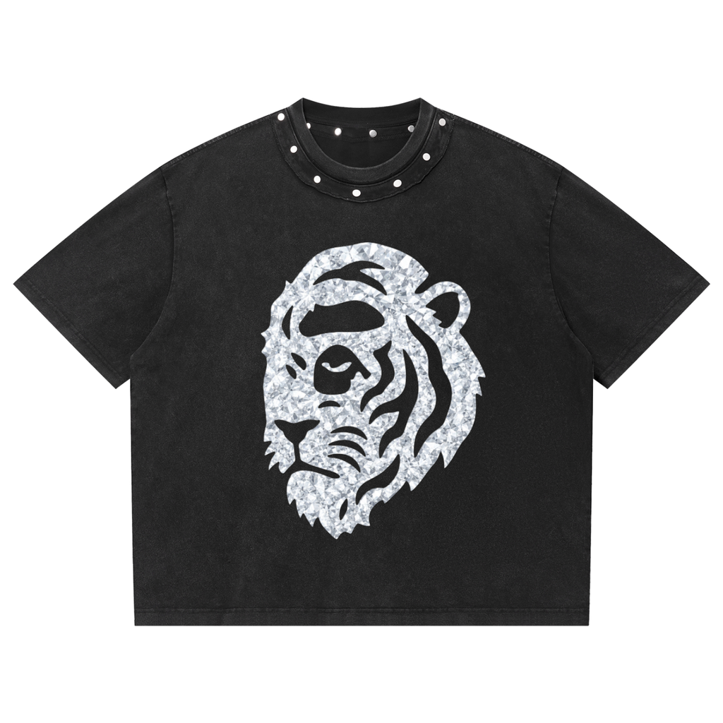 Korveiii studded Diamond Pattern t shirt Crop