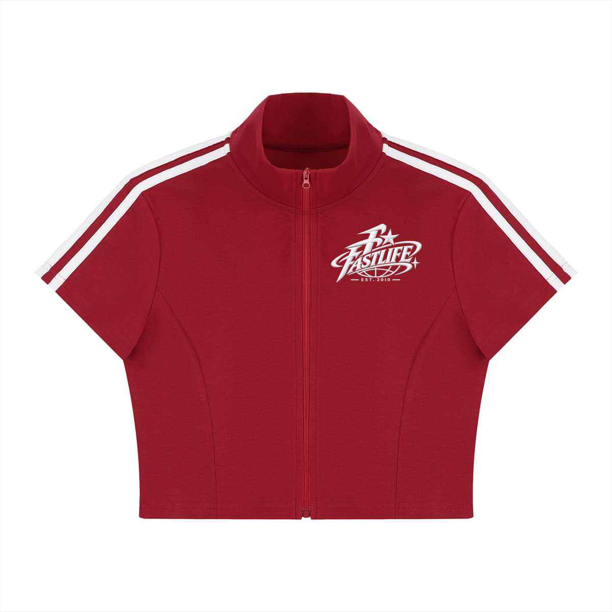 FASTLIFE World Wide Women's Cropped Full Zip Short Sleeve T-Shirt
